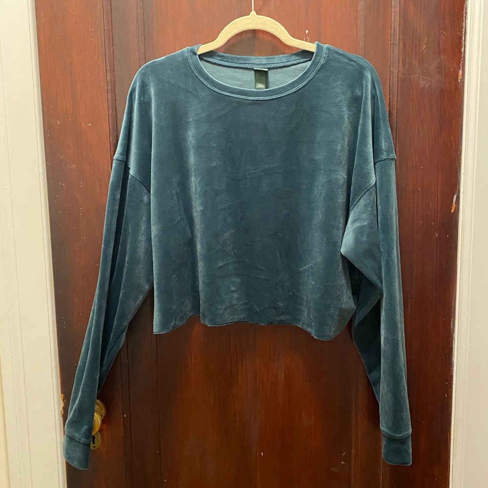 Deep Teal Velvet Crop Top